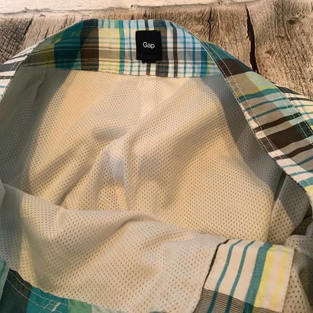 GAP Men’s Board Shorts / Turquoise Plaid / Fully Lined / Size: Large
